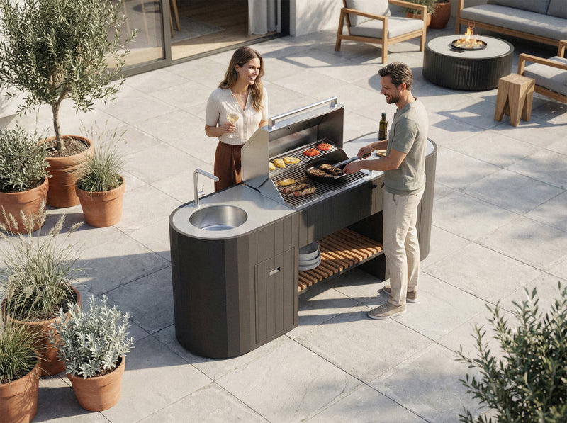 OVO Outdoor kitchens Paired with 3 Burner Gas BBQ, and Sink GL | 2.3M