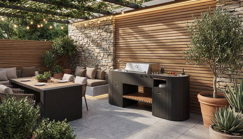 OVO Outdoor kitchens Paired with 3 Burner Gas BBQ, and Sink GL | 2.3M