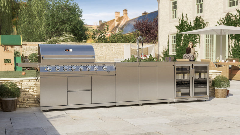 Whistler Outdoor Kitchen 6 Burner BBQ, Sink and Fridge | Oaksey | 4.2Meters