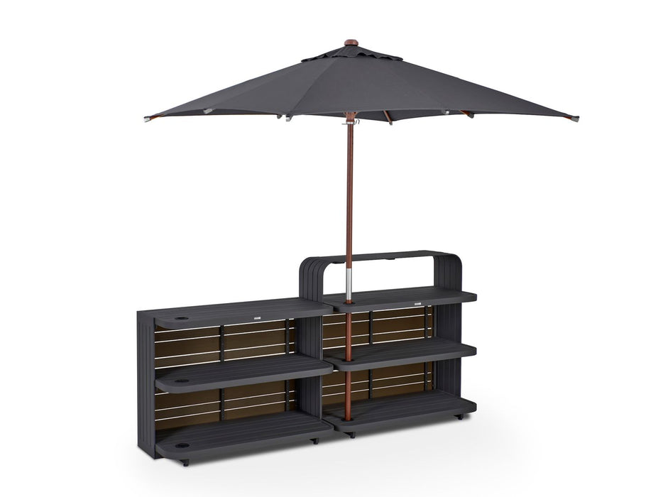 Luxurious Air Anthracite/Wood Outdoor Bar, 2.2M Made of Aluminium, Modular System for Private and Commercial Use