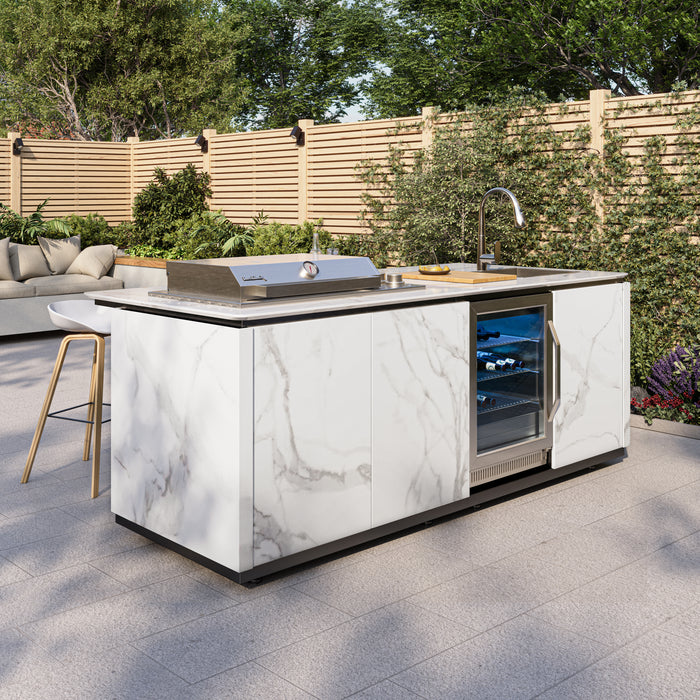 Buschbeck Derby Outdoor Kitchen – White Marbled Ceramic Finish 2.6M Plus Weather Protection Cover