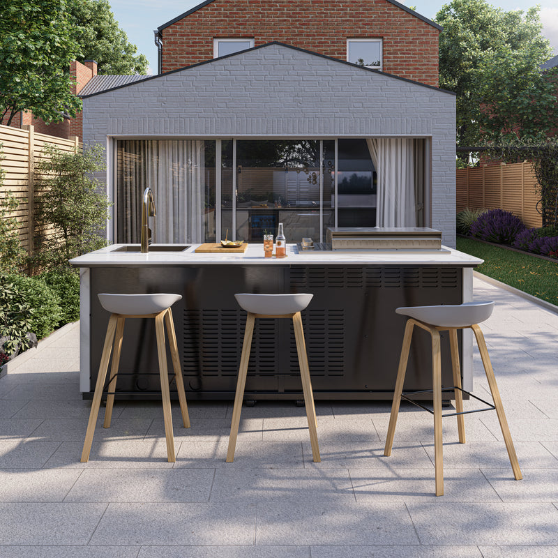 Buschbeck Derby Outdoor Kitchen – White Marbled Ceramic Finish 2.6M Plus Weather Protection Cover