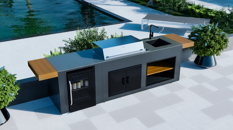 Grillandia Outdoor Kitchen Beefeater Proline Roster, Fridge, Sink and Weather Cover - 2.5M