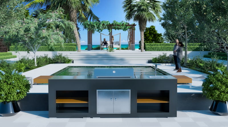 Grillandia Outdoor Kitchen Beefeater Proline Roaster, Sink and Weather Cover - 2.5M