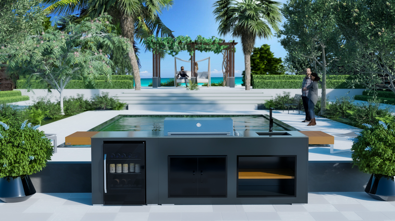 Grillandia Outdoor Kitchen Beefeater Proline Roster, Fridge, Sink and Weather Cover - 2.5M