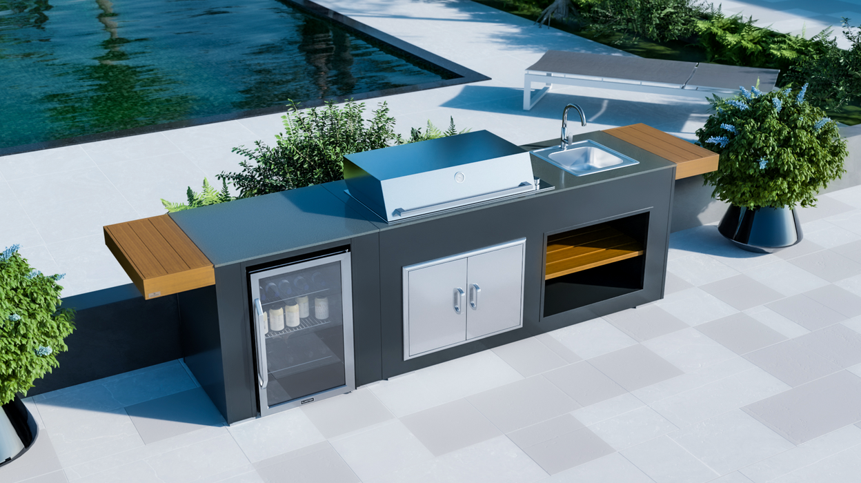 Outdoor Kitchen Fridge + BeefEater Proline + Sink + Premium Cover - 2.5M