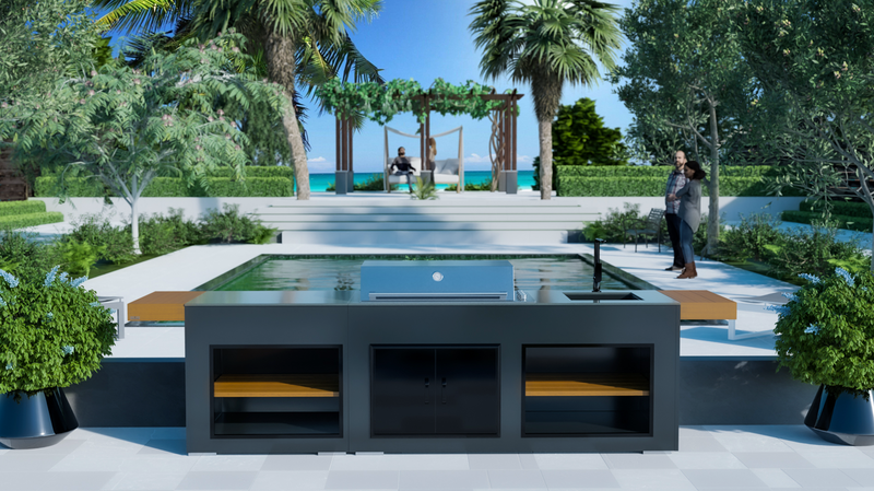 Grillandia Outdoor Kitchen Beefeater Proline Roaster, Sink and Weather Cover - 2.5M