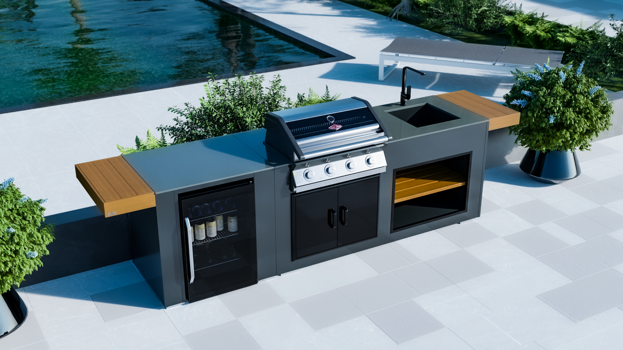 Outdoor Kitchen Fridge + Beefeater 1600S 4B + Sink + Premium Cover - 2.5M