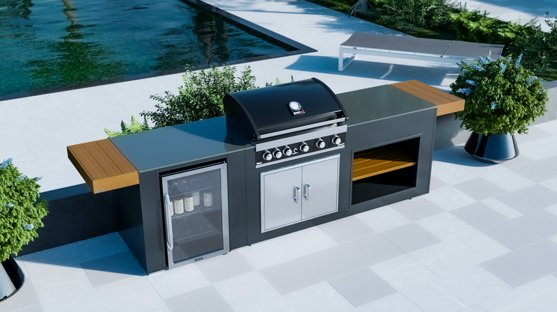Grillandia Outdoor Kitchen Grandhall Maxim 5 Burner, Fridge and Weather Cover - 2.5M