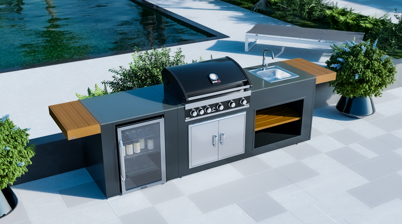 Grillandia Outdoor Kitchen Grandhall Maxim 5 Burner, Fridge, Sink and Weather Cover - 2.5M