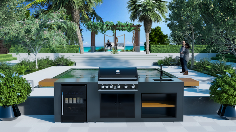 Grillandia Outdoor Kitchen Grandhall Maxim 5 Burner, Fridge, Sink and Weather Cover - 2.5M