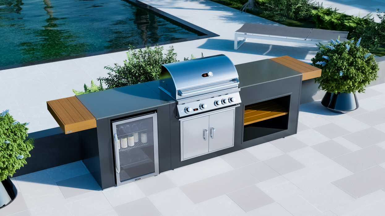 Outdoor Kitchen Fridge + Electric LAND MANN Grill + Premium Cover - 2.5M
