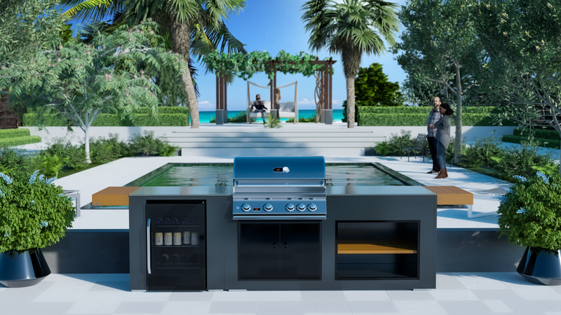 Grillandia Outdoor Kitchen Whistler Burford 4 Burner, and Primo Ceramic Grill - 4m