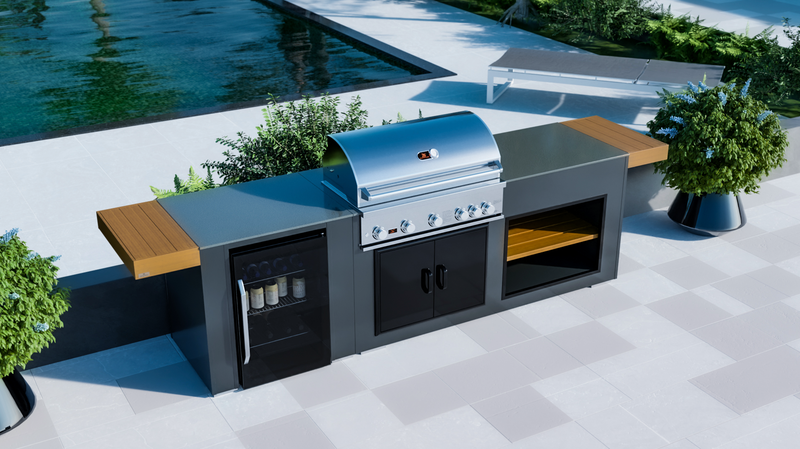 Grillandia Outdoor Kitchen Whistler Burford 5 Burner, Fridge and Weather Cover - 2.5M