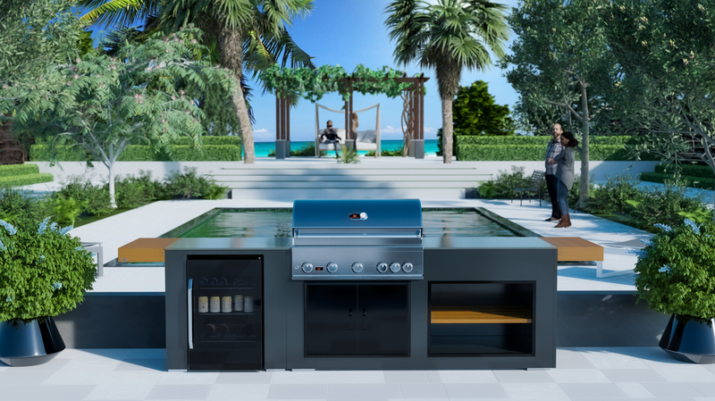 Grillandia Outdoor Kitchen Whistler Burford 5 Burner, Fridge and Weather Cover - 2.5M