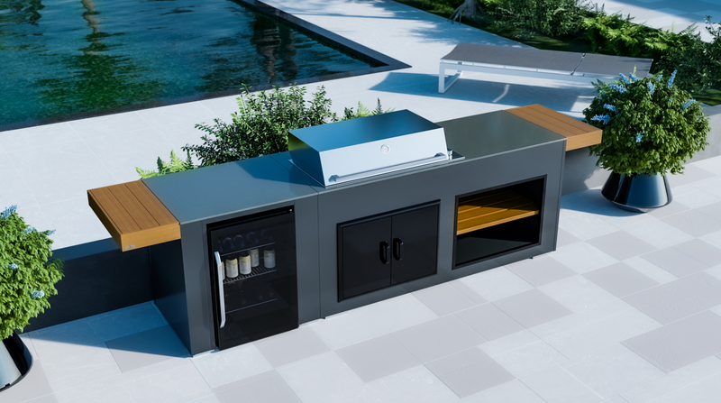 Grillandia Outdoor Kitchen Beefeater Proline Roaster, Fridge and Weather Cover - 2.5M