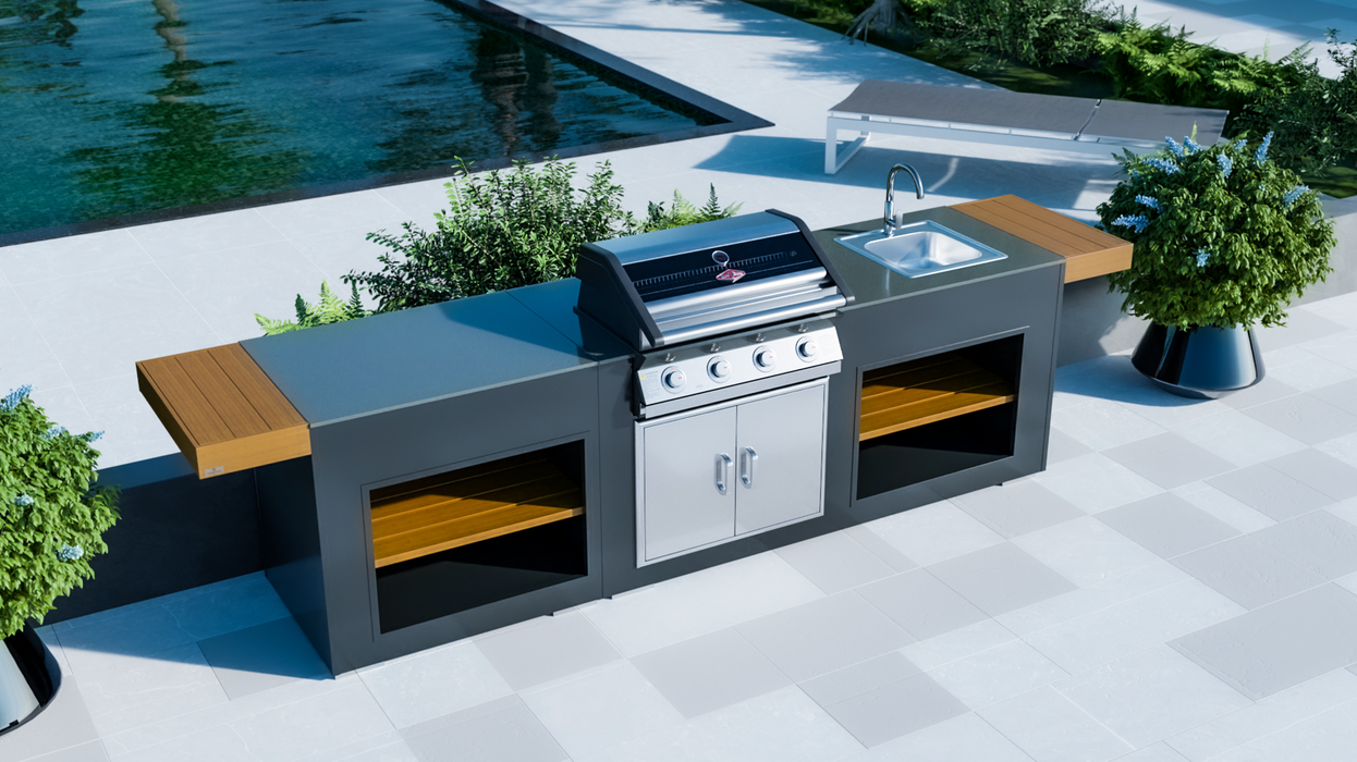 Outdoor Kitchen + Beefeater 1600S 4B + Sink + Premium Cover - 2.5M