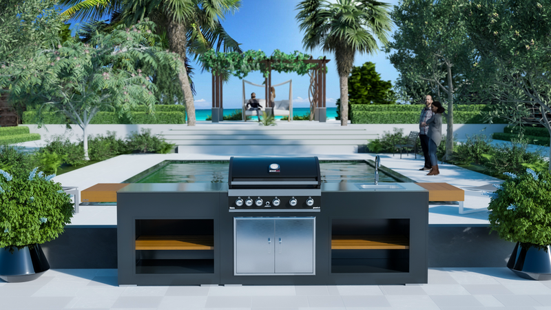 Grillandia Outdoor Kitchen Grandhall Maxim 5 Burner, Sink and Weather  Cover - 2.5M