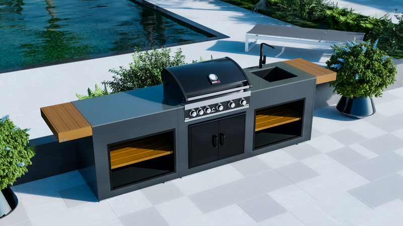 Grillandia Outdoor Kitchen Grandhall Maxim 5 Burner, Sink and Weather  Cover - 2.5M