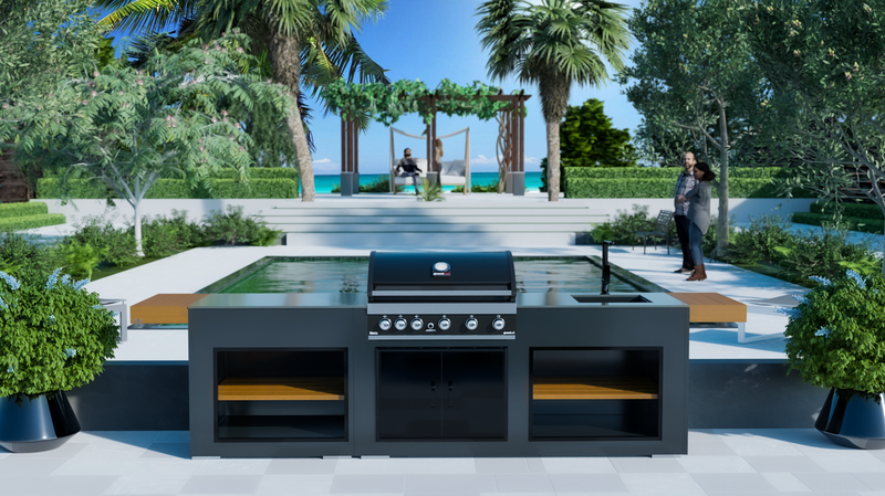 Grillandia Outdoor Kitchen Grandhall Maxim 5 Burner, Sink and Weather  Cover - 2.5M