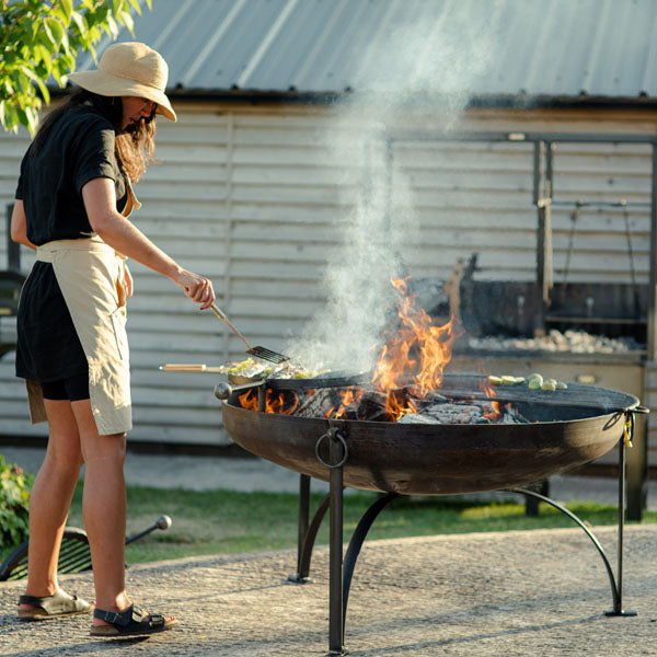 Plain Jane 120 Fire Pit with Four Swing Arm BBQ Racks