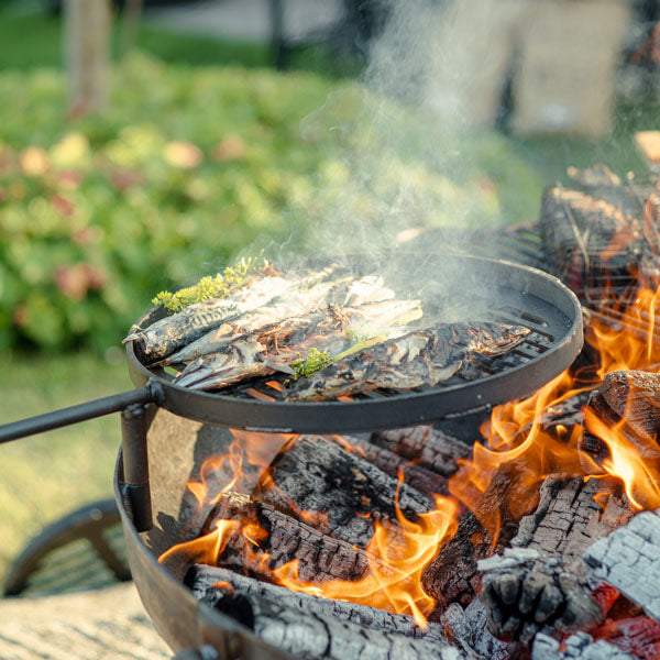 Plain Jane 120 Fire Pit with Four Swing Arm BBQ Racks