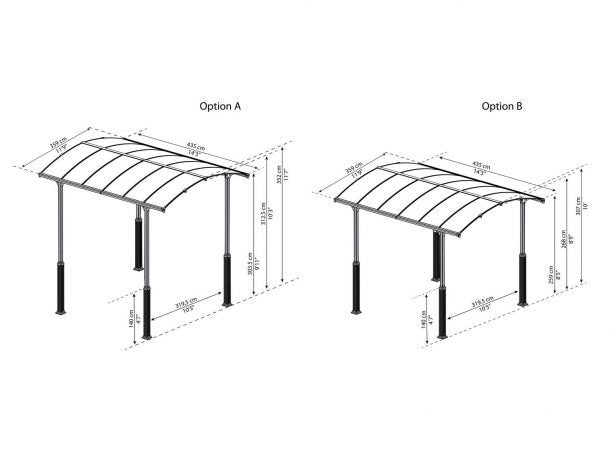 Alpine 12' x 14' Extra High Carport - Grey Aluminium & Twin-wall Polycarbonate Roof Panels