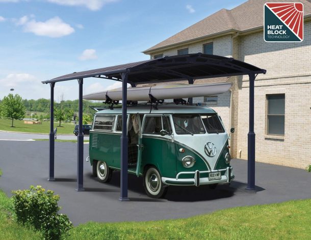 Alpine 12' x 21' Extra High Carport - Grey Aluminium & Twin-wall Polycarbonate Roof Panels