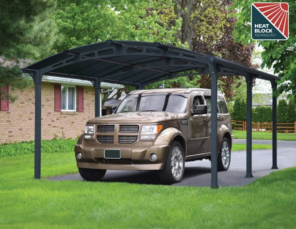 Arcadia 12' x 17' Carport - Grey Aluminium & Polycarbonate Roof Panels