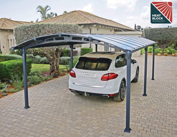 Arcadia 12' x 21' Carport Kit - Grey Aluminium & Twin-wall Polycarbonate Roof Panels
