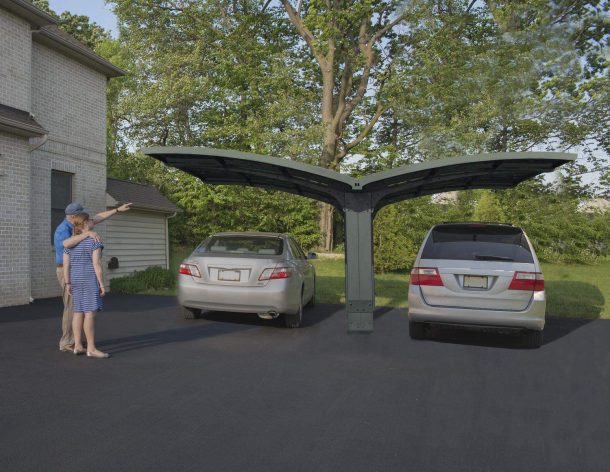 Arizona Double 16' x 19' Carport Kit - Grey Structure & Corrugated Solar Grey Panels