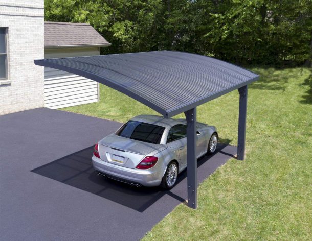 Arizona 10ft. x 16 ft. Breeze Single Carport Kit - Grey Structure & Twin Wall Panels