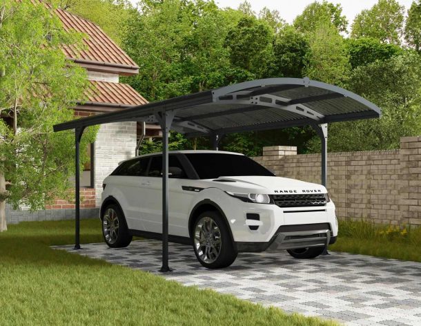 Atlas 10' x 16' Carport - Grey Aluminium & Polycarbonate Roof Panels