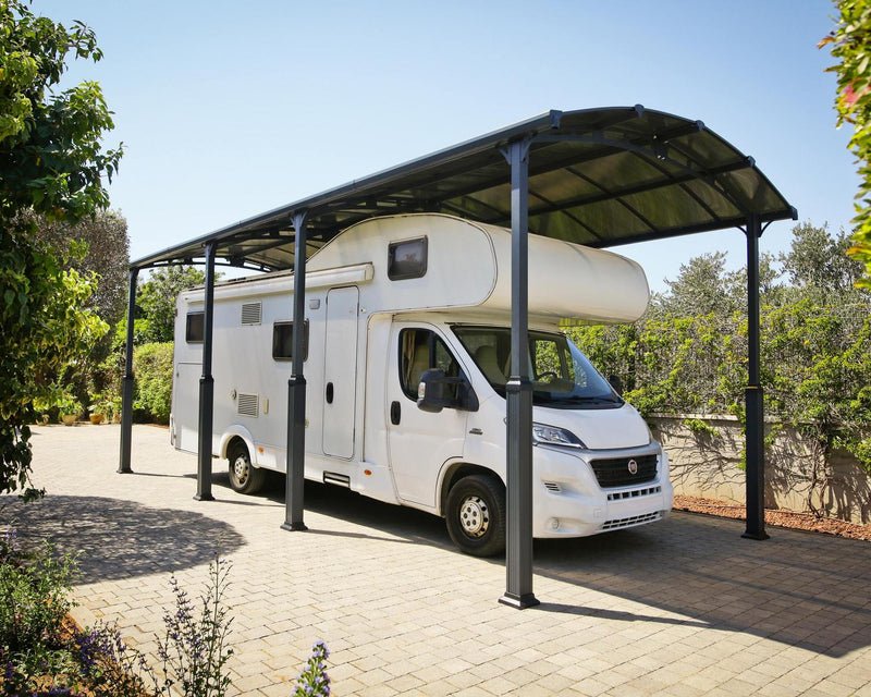 Alpine 12' x 28' Extra High Carport - Grey Aluminium & Twin-wall Polycarbonate Roof Panels