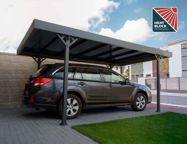 Palma 10' x 16' Carport - Grey Aluminium & Twin-wall Polycarbonate Roof