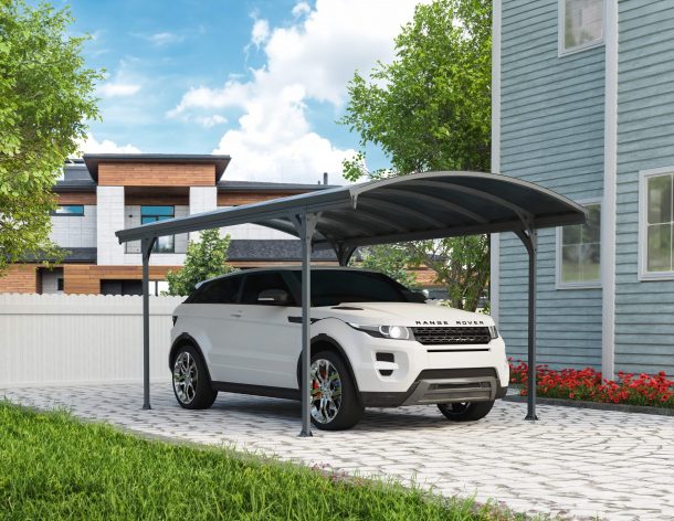 Vitoria 10 ft. 17 ft. Carport Kit - Grey Structure