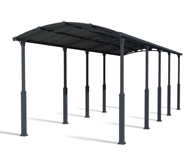 Alpine 12' x 35' Extra High Carport - Grey Aluminium & Twin-wall Polycarbonate Roof Panels