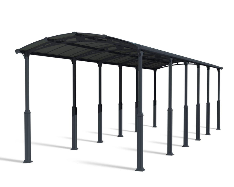 Alpine 12' x 42' Extra High Carport - Grey Aluminium & Twin-wall Polycarbonate Roof Panels