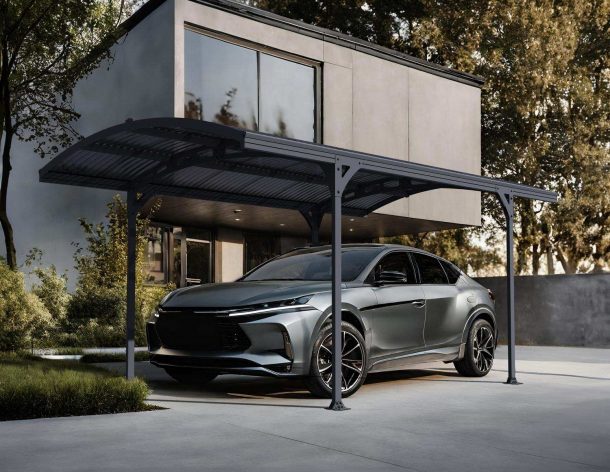 Atlas 10' x 16' Carport - Grey Aluminium & Polycarbonate Roof Panels