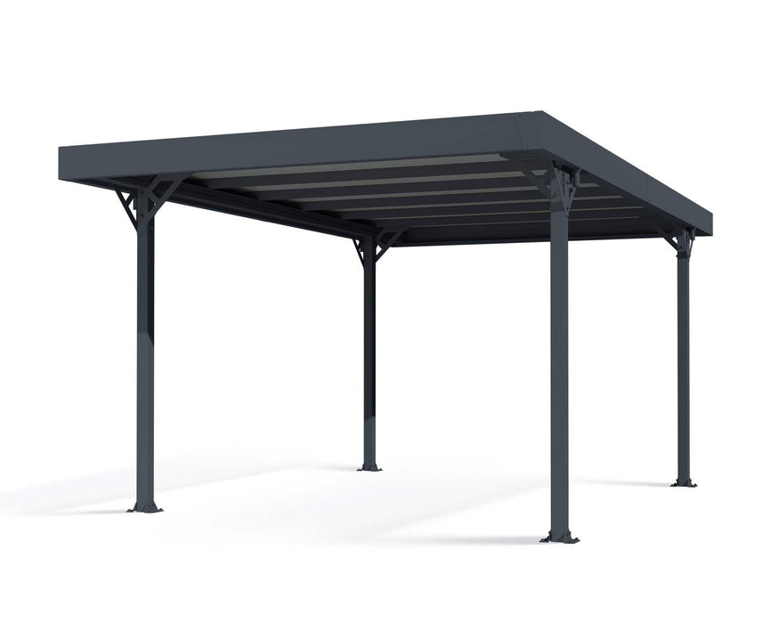 Palma 10' x 16' Carport - Grey Aluminium & Twin-wall Polycarbonate Roof