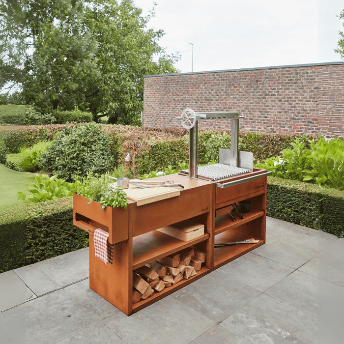 Barbecook Pedro Asado in Corten and Workstation