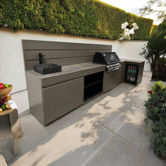 Vision Outdoor Kitchen L Shape Beefeater 4 Burner, Fridge and Sink
