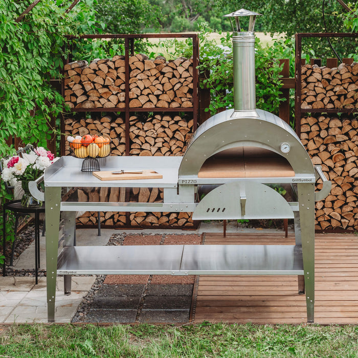 GrillSymbol Pizzo-XL-Set-inox: Pizza oven with large base