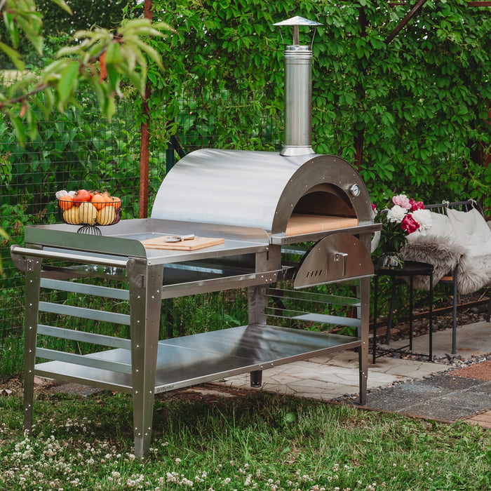 GrillSymbol Pizzo-XL-Set-inox: Pizza oven with large base