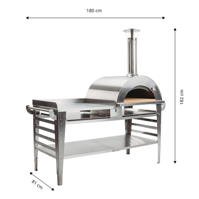 GrillSymbol Pizzo-XL-Set-inox: Pizza oven with large base