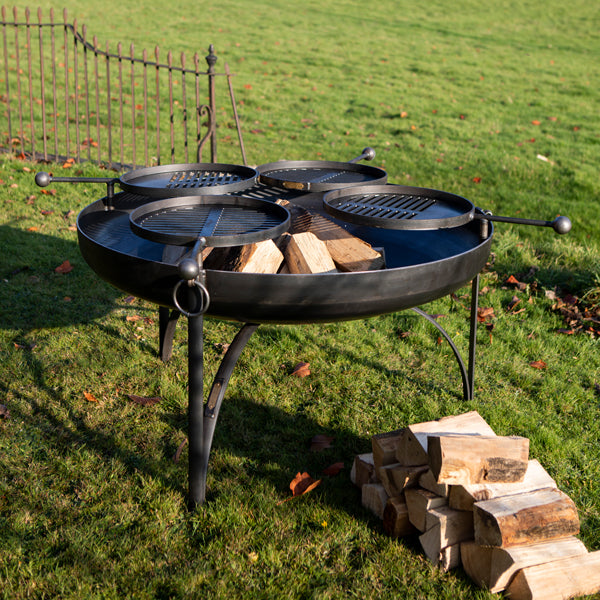 Plain Jane 120 Fire Pit with Four Swing Arm BBQ Racks