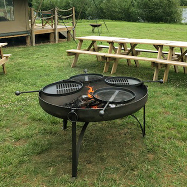 Plain Jane 120 Fire Pit with Four Swing Arm BBQ Racks