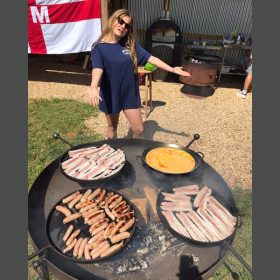 Plain Jane 120 Fire Pit with Four Swing Arm BBQ Racks