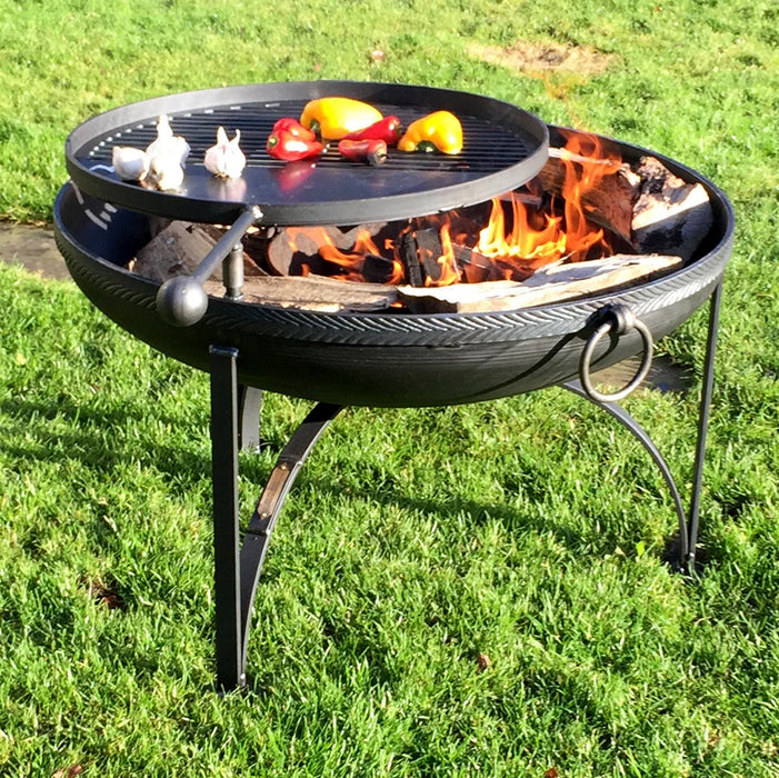 Tripod plus Plain Jane with Swing Arm BBQ Rack Fire Pit 90cm