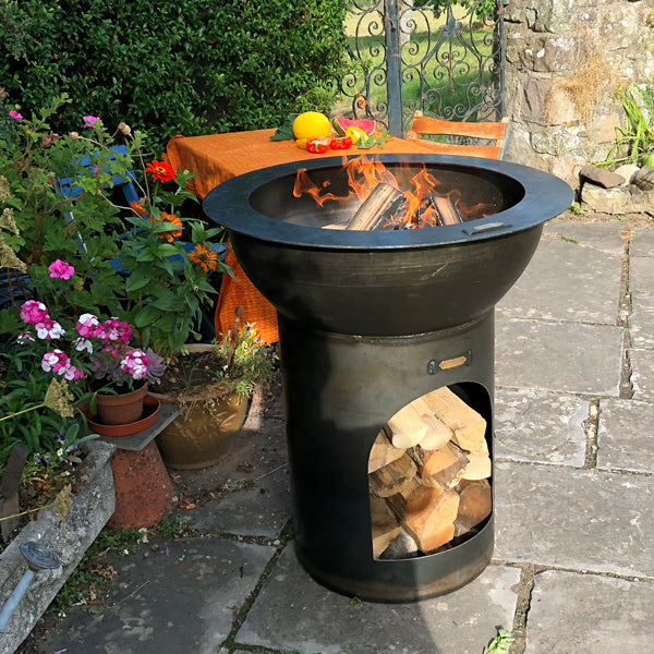 Planter 70 Fire Pit with Log Store